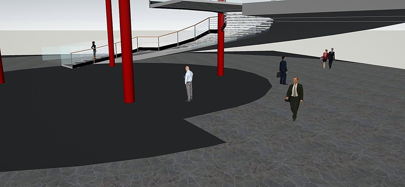 The Wine Center: la hall e i pilastri arboriformi in acciaio