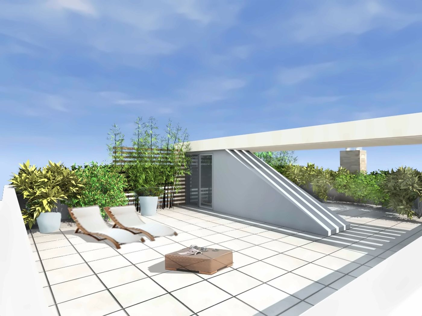 White in the City: the roof terrace in the material variant
