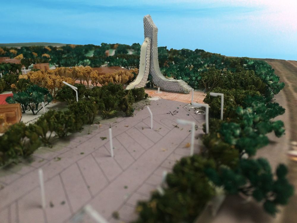 The Entry Tower and the promenade, in the study model